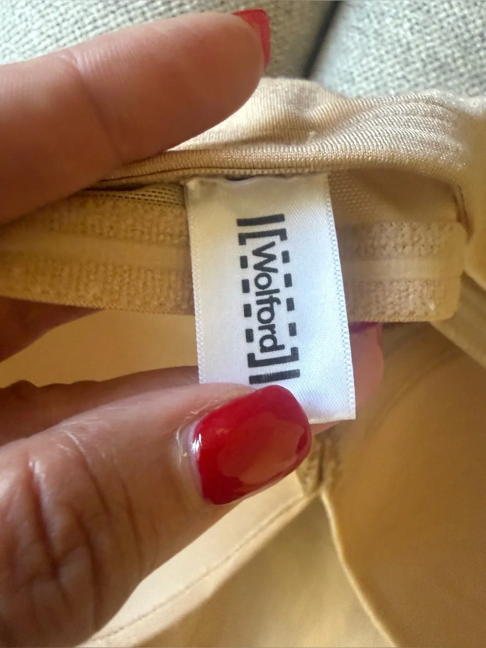 WOLFORD Nude Opaque Forming Dress Shapewear Slip Sz S B Cup STRONG FIRM FIT